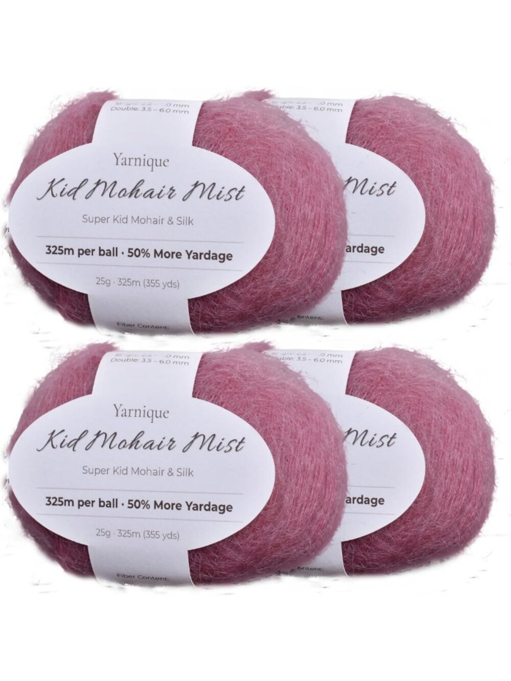 Lace Weight Kid-Silk Mohair Yarn - 4 Balls, 100g, 1420 Yards for Knitting